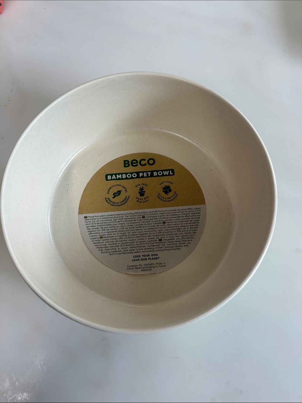 Bamboo Pet Bowl - Cream Eco-Friendly Dog Bowl